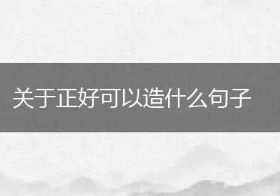 关于正好可以造什么句子