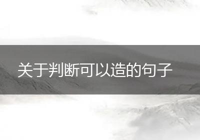 关于判断可以造的句子