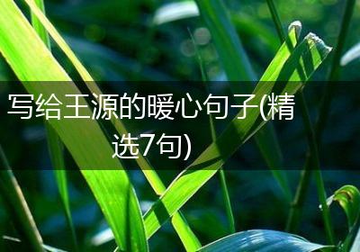 写给王源的暖心句子(精选7句)