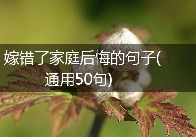 嫁错了家庭后悔的句子(通用50句)