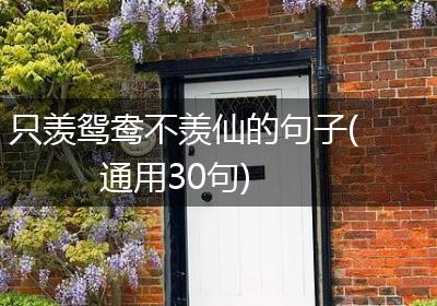 只羡鸳鸯不羡仙的句子(通用30句)