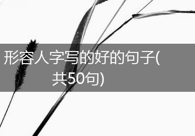 形容人字写的好的句子(共50句)