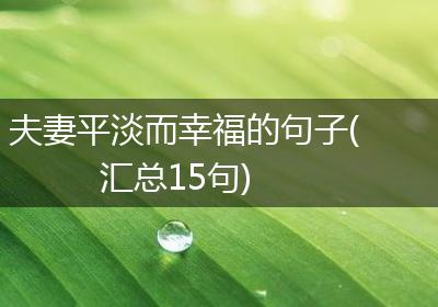 夫妻平淡而幸福的句子(汇总15句)