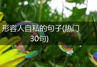 形容人自私的句子(热门30句)