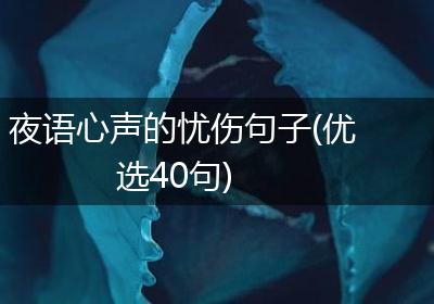 夜语心声的忧伤句子(优选40句)
