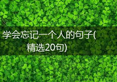 学会忘记一个人的句子(精选20句)