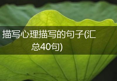 描写心理描写的句子(汇总40句)