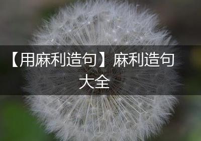 【用麻利造句】麻利造句大全