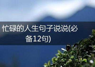 忙碌的人生句子说说(必备12句)