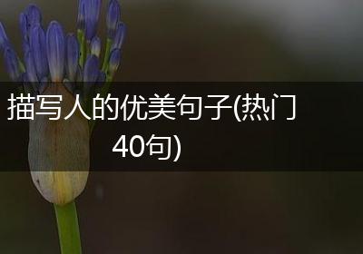 描写人的优美句子(热门40句)