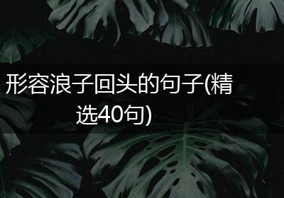 形容浪子回头的句子(精选40句)