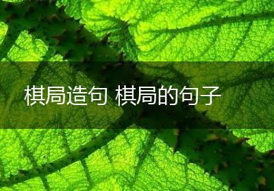棋局造句 棋局的句子