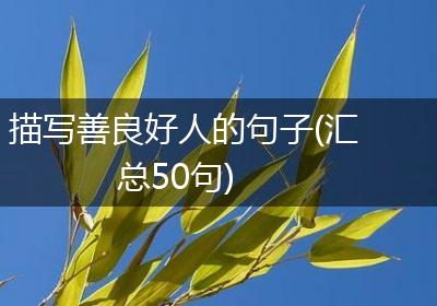 描写善良好人的句子(汇总50句)