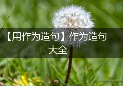 【用作为造句】作为造句大全