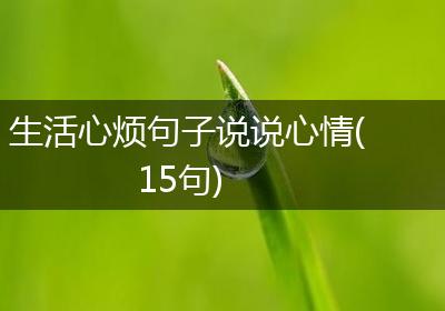 生活心烦句子说说心情(15句)