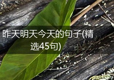 昨天明天今天的句子(精选45句)