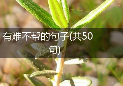 有难不帮的句子(共50句)