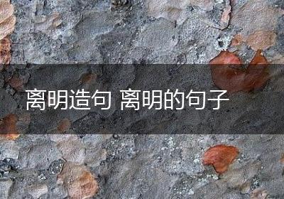 离明造句 离明的句子