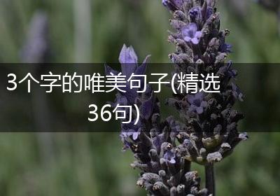 3个字的唯美句子(精选36句)