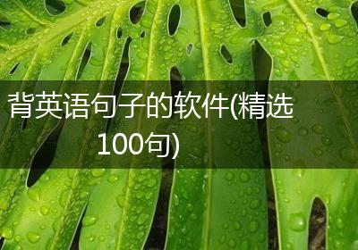 背英语句子的软件(精选100句)