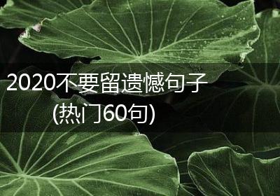 2020不要留遗憾句子(热门60句)