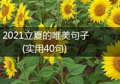 2021立夏的唯美句子(实用40句)