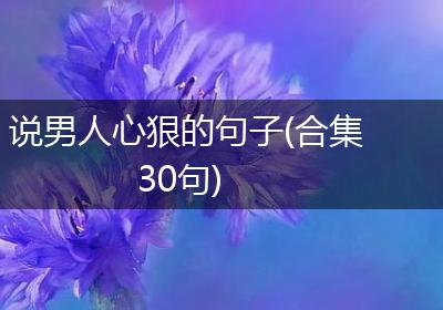 说男人心狠的句子(合集30句)