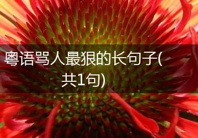 粤语骂人最狠的长句子(共1句)