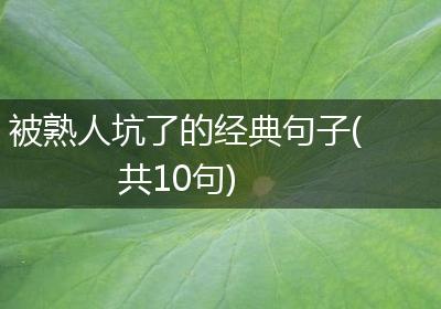 被熟人坑了的经典句子(共10句)
