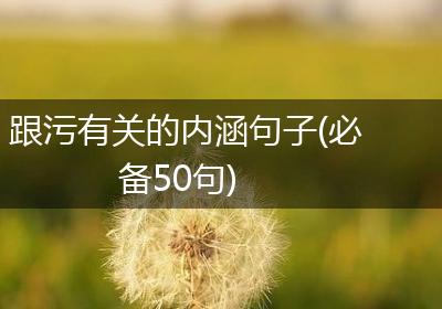跟污有关的内涵句子(必备50句)