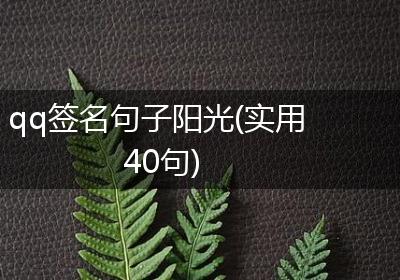 qq签名句子阳光(实用40句)