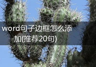 word句子边框怎么添加(推荐20句)