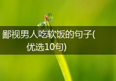 鄙视男人吃软饭的句子(优选10句)