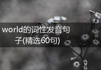 world的词性发音句子(精选60句)
