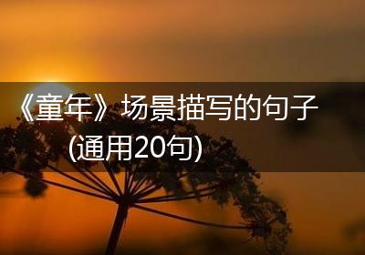 《童年》场景描写的句子(通用20句)