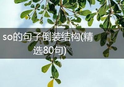 so的句子倒装结构(精选80句)