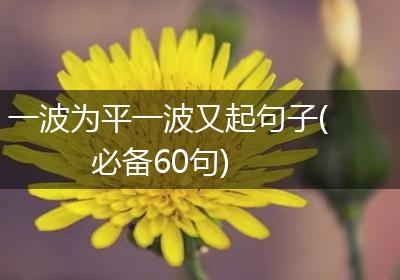 一波为平一波又起句子(必备60句)