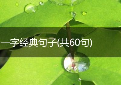 一字经典句子(共60句)
