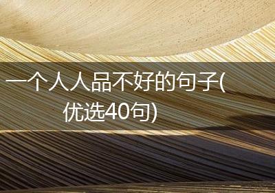 一个人人品不好的句子(优选40句)