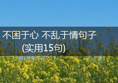 不困于心 不乱于情句子(实用15句)