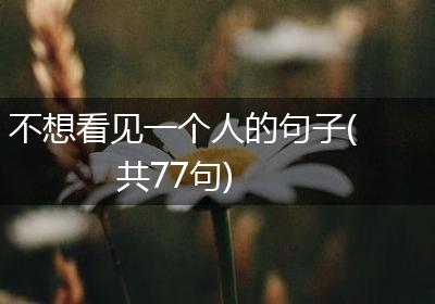 不想看见一个人的句子(共77句)