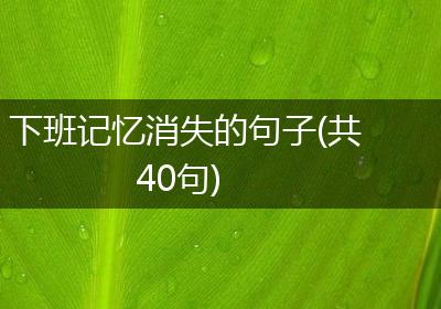 下班记忆消失的句子(共40句)