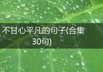 不甘心平凡的句子(合集30句)