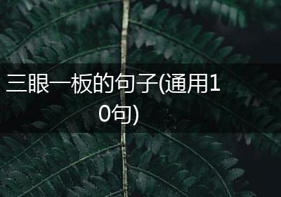 三眼一板的句子(通用10句)