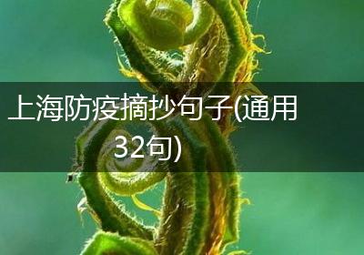 上海防疫摘抄句子(通用32句)