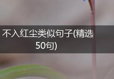 不入红尘类似句子(精选50句)