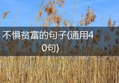 不惧贫富的句子(通用40句)
