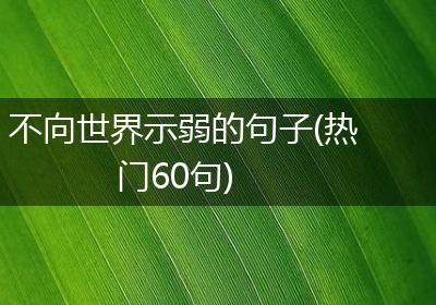 不向世界示弱的句子(热门60句)