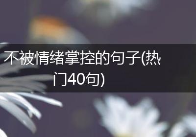 不被情绪掌控的句子(热门40句)