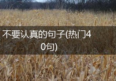 不要认真的句子(热门40句)